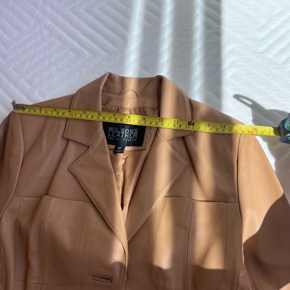 Wilsons Leather Tan Genuine Leather Women’s Single Breasted Blazer Size M - Picture 7 of 11